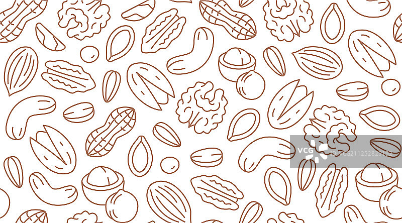 带有扁平线条图标的螺母无缝图案图片素材