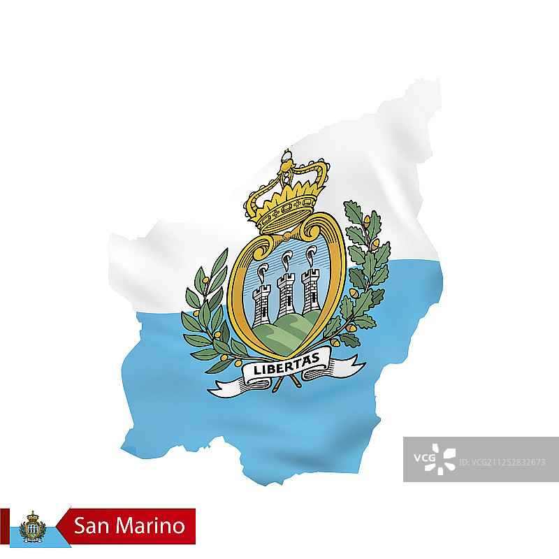 圣马力诺地图与飘扬的旗帜图片素材