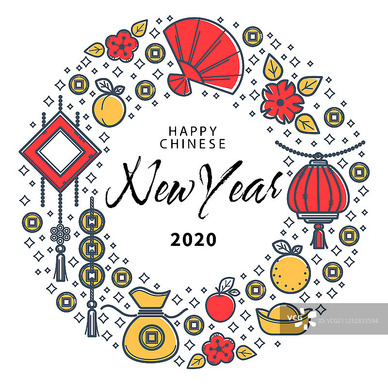 中国新年2020吉祥物东方符号图片素材