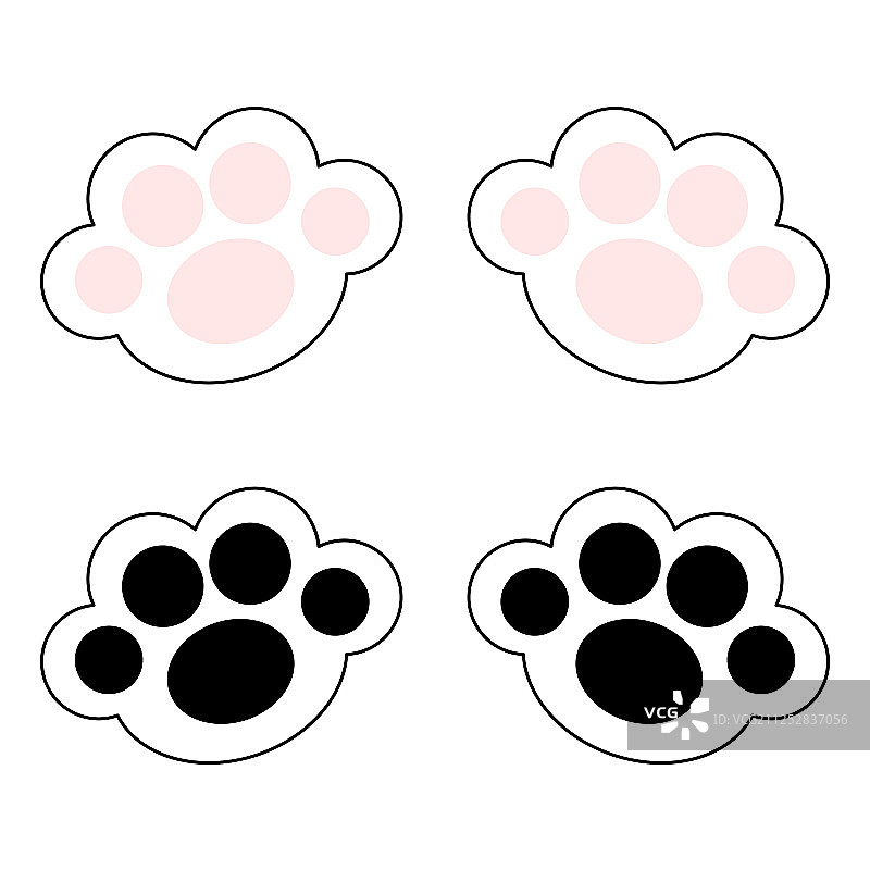粉色猫爪脚印图标合集图片素材