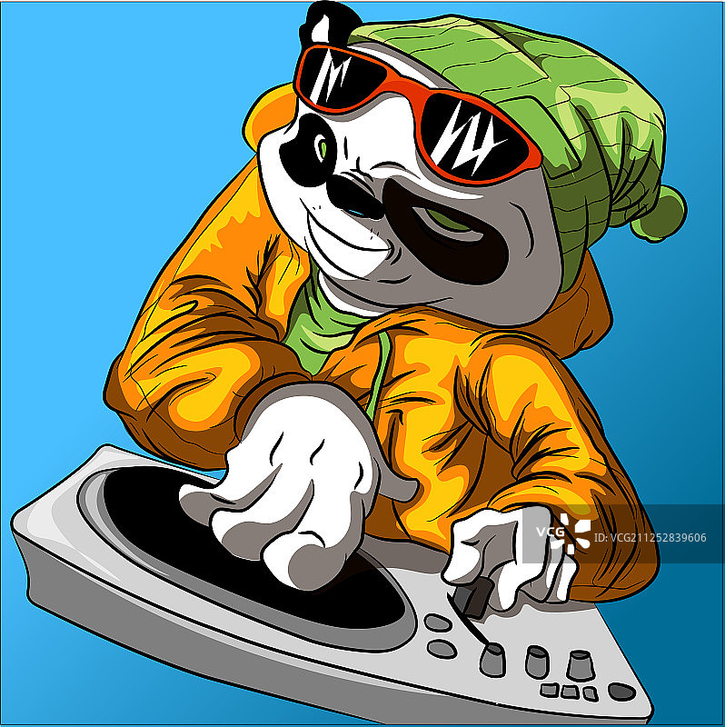 戴太阳镜和帽子的酷熊猫图片素材