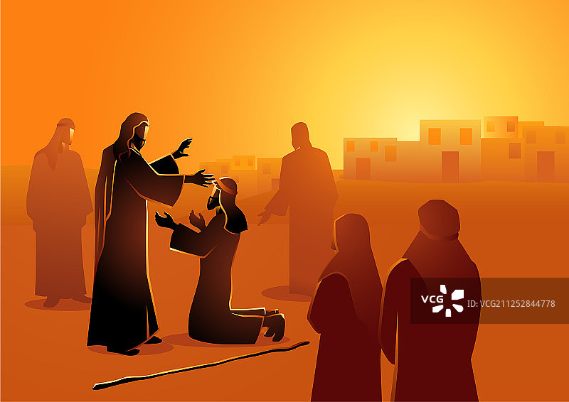 耶稣治愈盲人图片素材