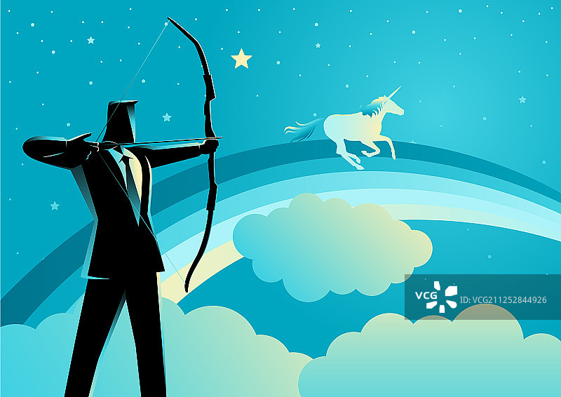 瞄准独角兽的商人图片素材