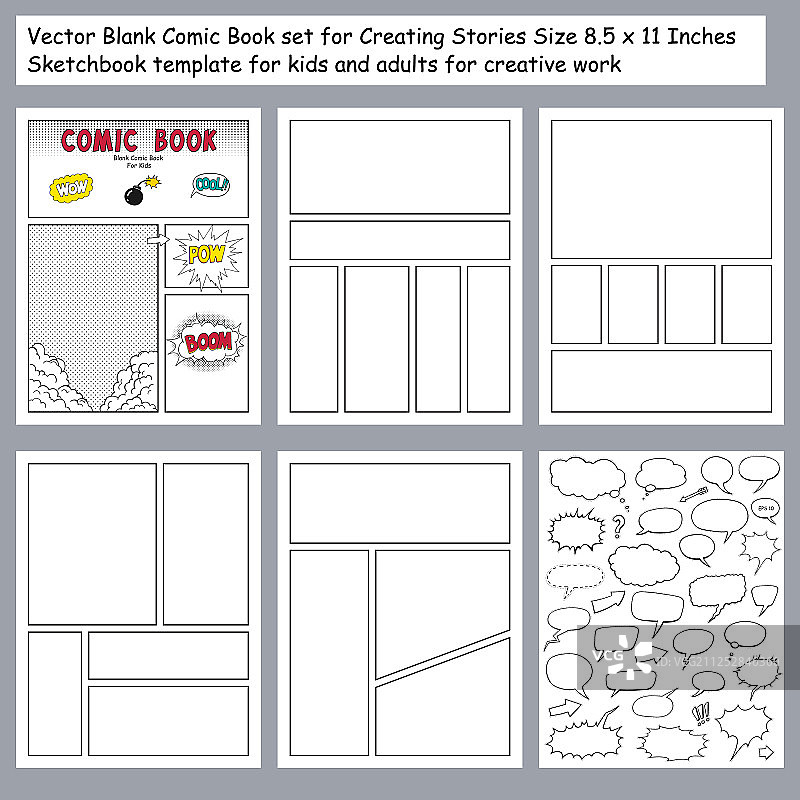 漫画书空白文本气泡图片素材