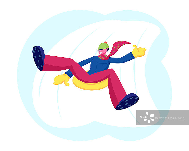 男人在公园的雪山上滑雪图片素材