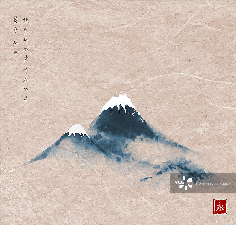 复古背景上的雪山蓝景图片素材