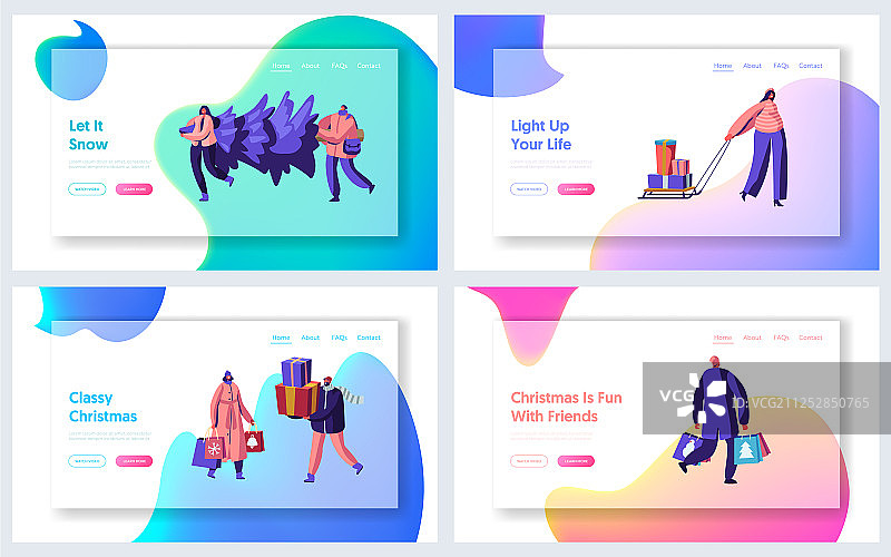 快乐的人们准备冬季假期网站图片素材