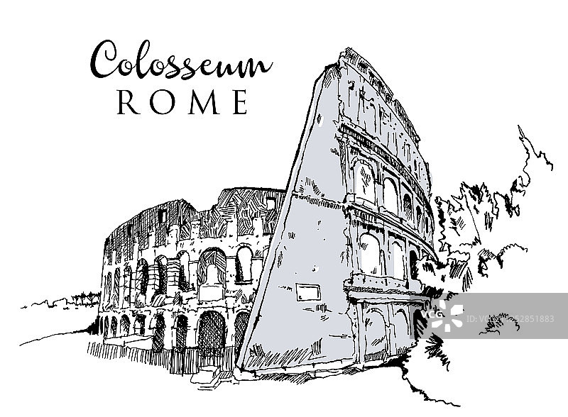 斗兽场素描图片素材