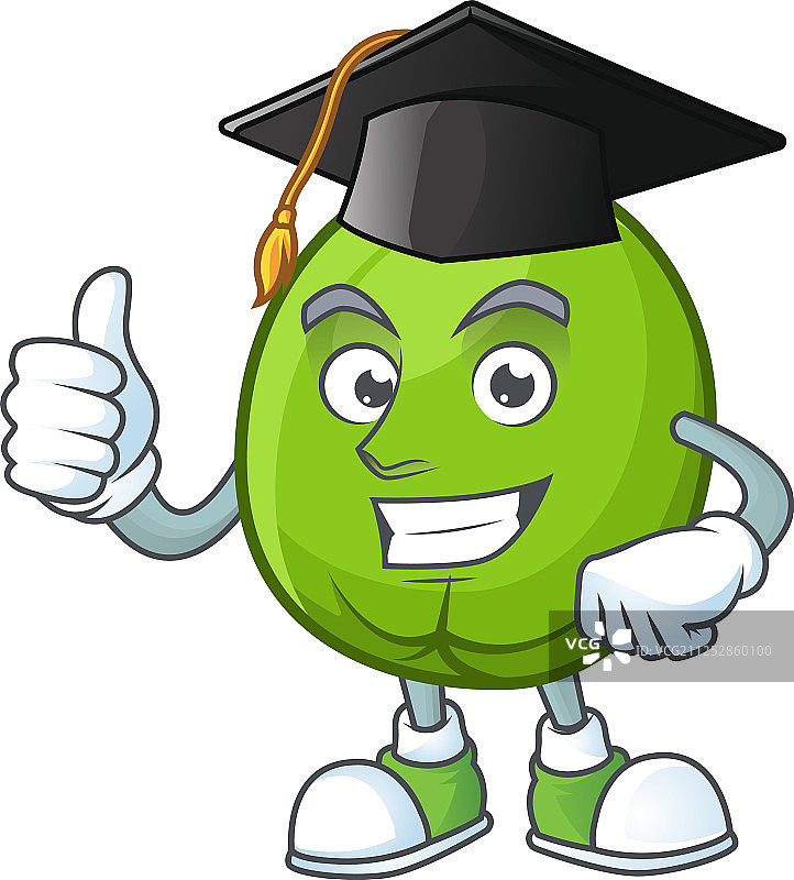 毕业季白色背景新鲜人心果吉祥物图片素材