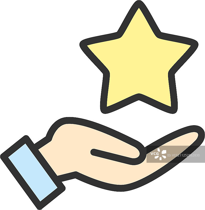 手持五星好评扁平风图标图片素材