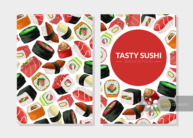 亚洲美食寿司卡片无缝模板图片素材