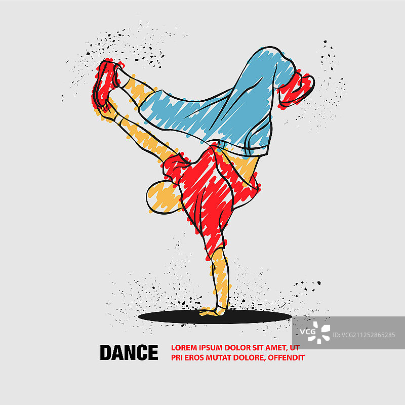 街舞者跳舞和制作饰带图片素材