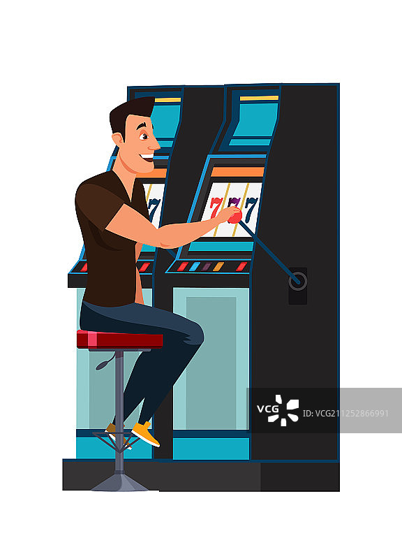 使用老虎机的赌徒图片素材