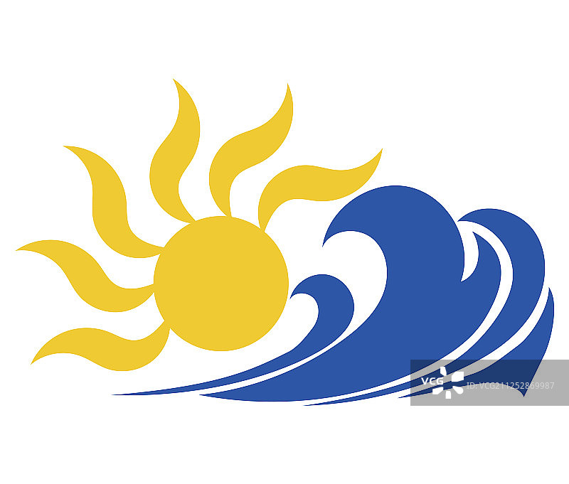 程式化海浪与太阳图片素材