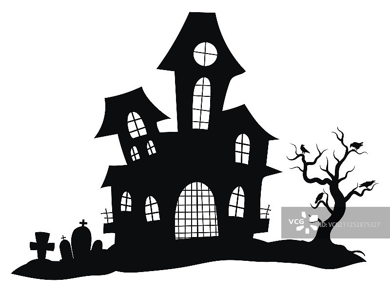 神秘城堡的轮廓图片素材