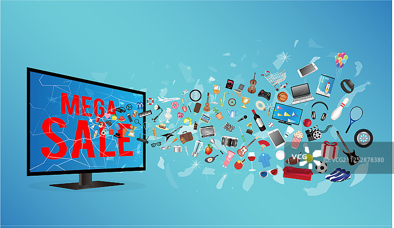电视屏幕损坏，钜惠促销图片素材