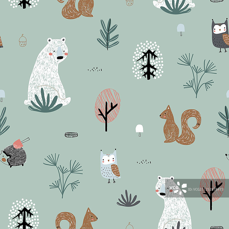 可爱的熊的无缝儿童图案图片素材