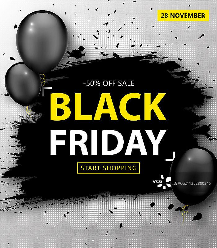 黑色星期五促销气球折扣banner图片素材