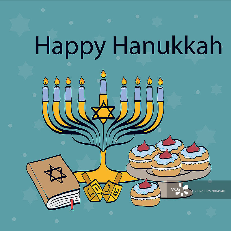 带有枝形吊灯的光明节贺卡图片素材