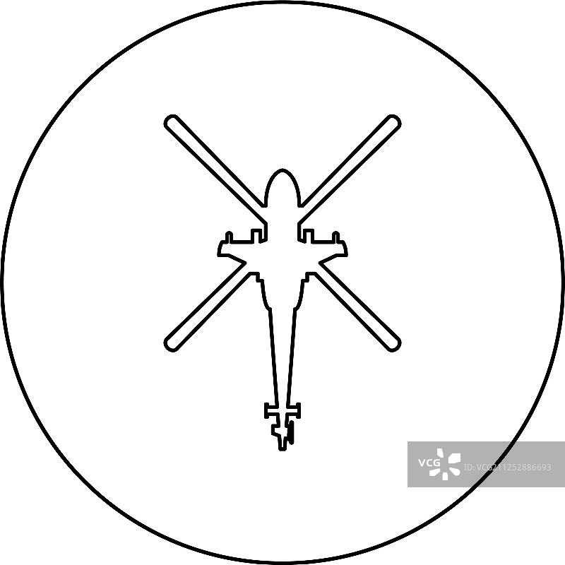 俯视视角战斗直升机图标图片素材