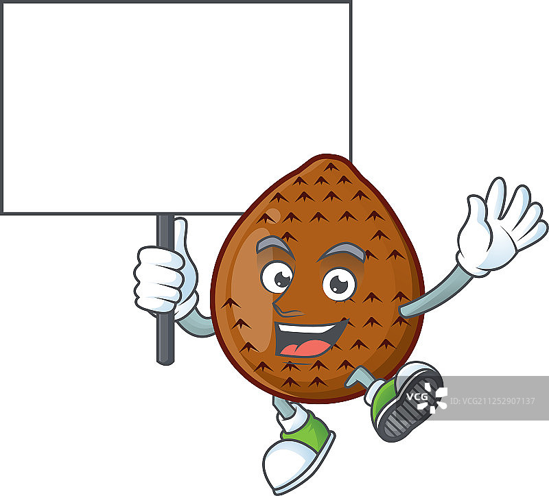 卡通人物举着蛇皮果图片素材