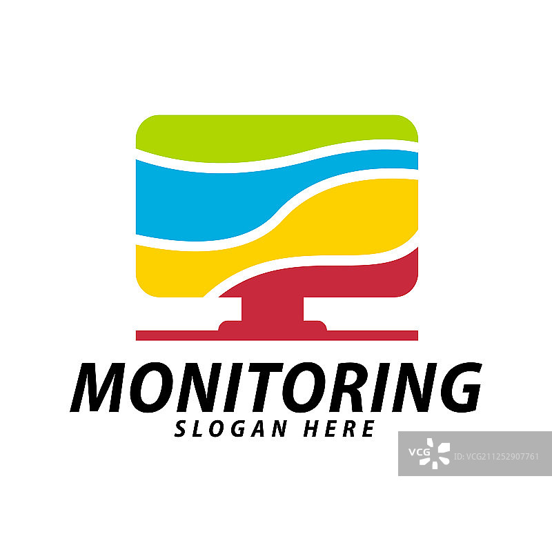 彩色显示器桌面标志设计模板图片素材