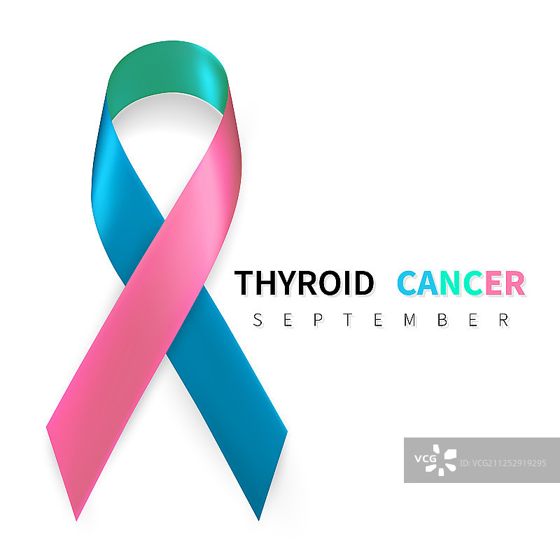 甲状腺癌意识宣传月逼真青色图片素材