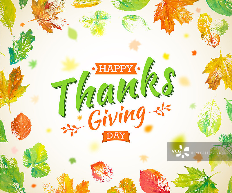 感恩节水彩树叶海报图片素材