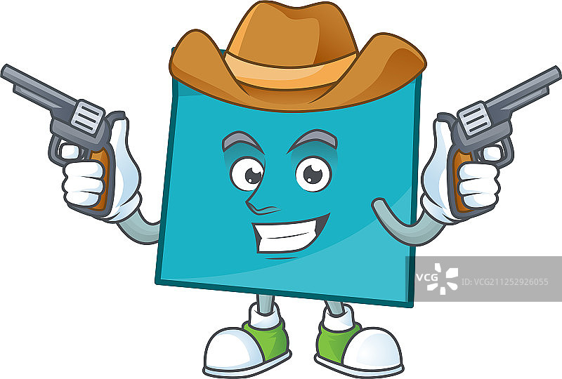 卡通牛仔矩形贴纸图片素材