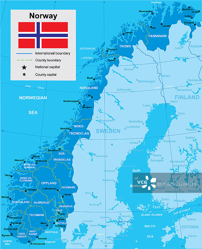 挪威地图图片素材