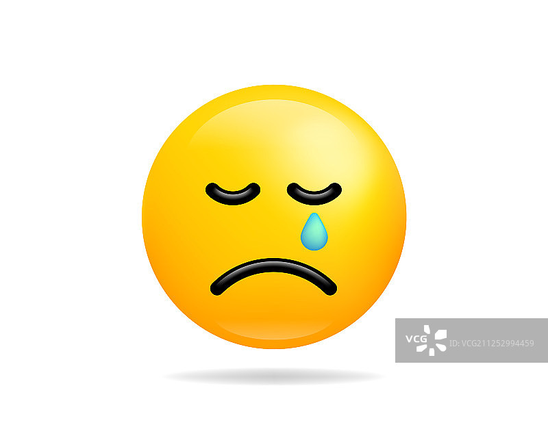 哭泣的黄色笑脸表情符号图标图片素材