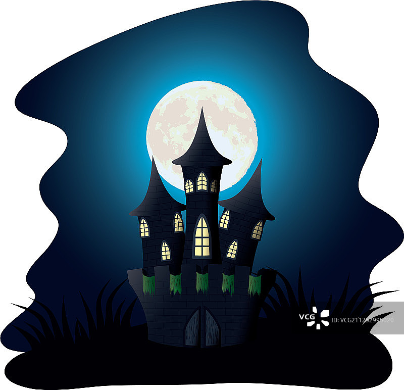夜晚的深色城堡万圣节图标图片素材
