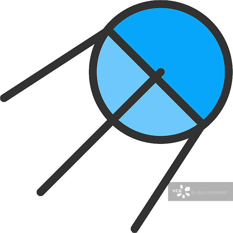 人造卫星火箭扁平线条图标图片素材