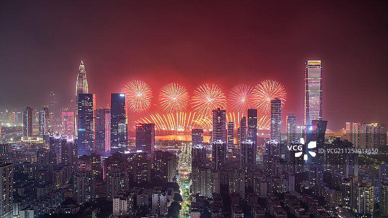 深圳市南山区人才公园国庆焰火晚会图片素材