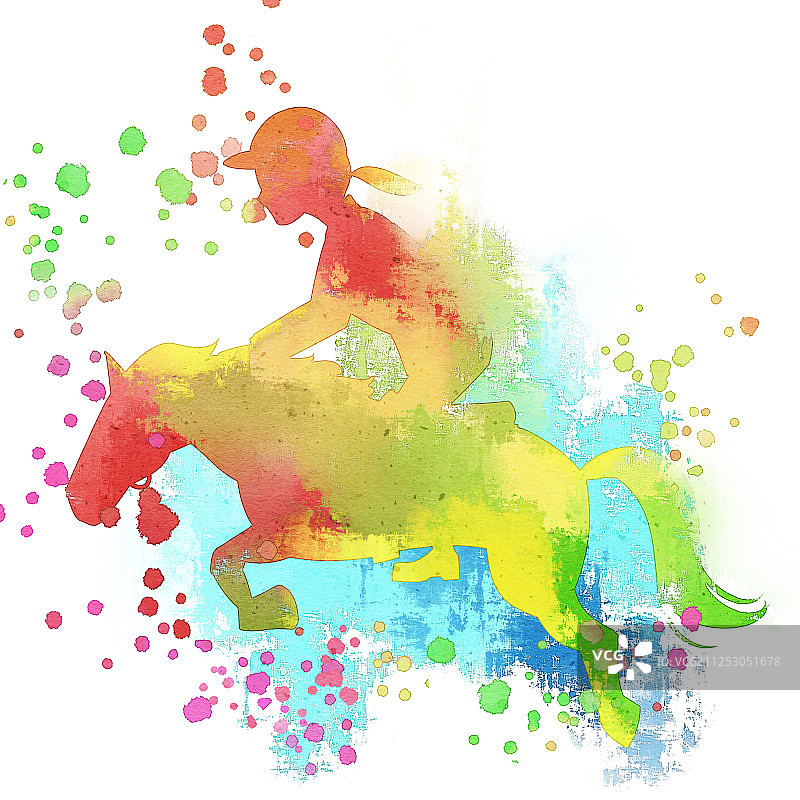 水彩风格会项目马术图片素材