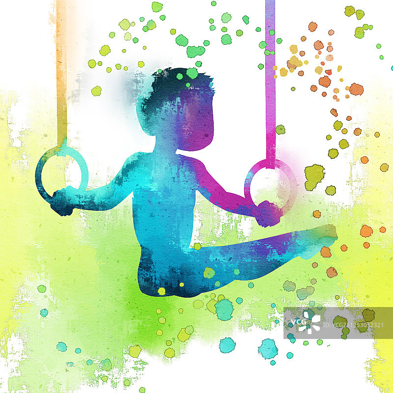 水彩风格项目吊环图片素材