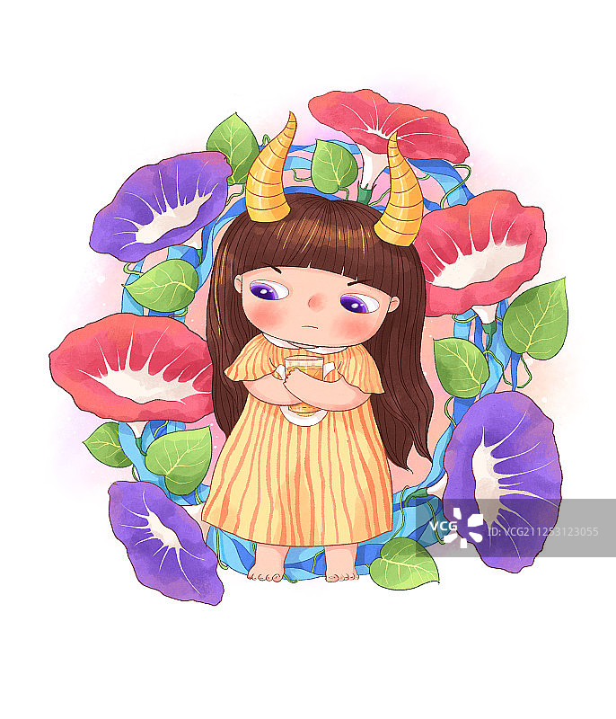 十二星座插画金牛座白底图片素材