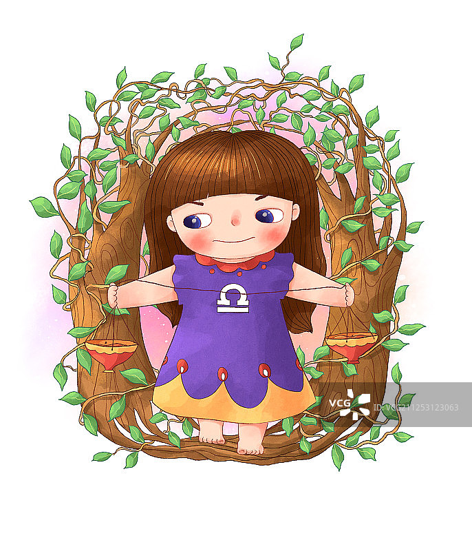 十二星座插画天秤座白底图片素材