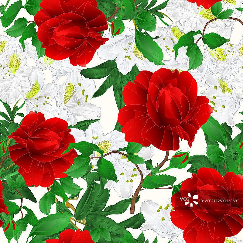 玫瑰红色和杜鹃花的无缝纹理图片素材