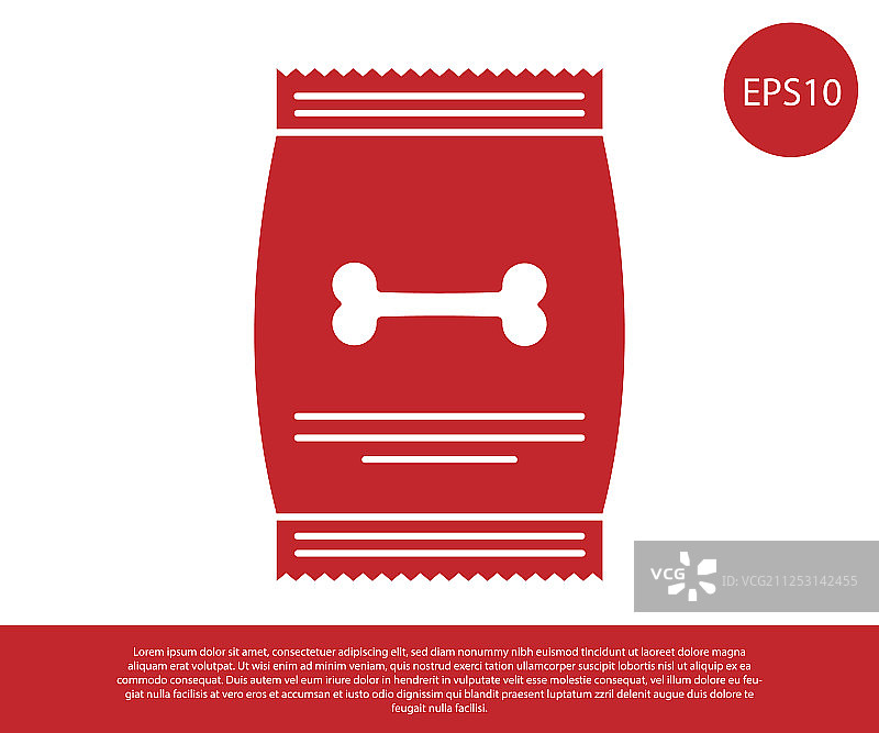 白色背景上的红色宠物食品袋图标图片素材