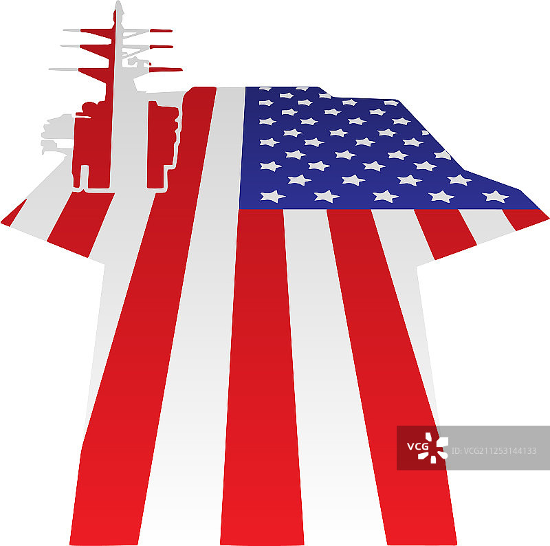 航空母舰飞行甲板与美国国旗图片素材