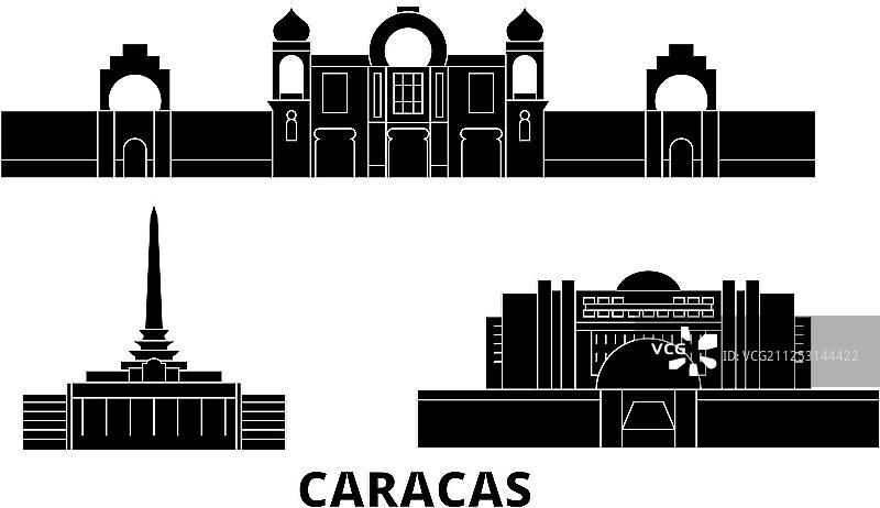 委内瑞拉加拉加斯扁平旅行天际线图片素材