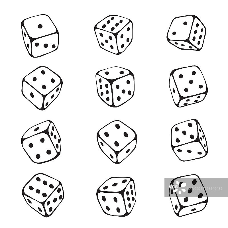 机会与赌博风险骰子素描图片素材