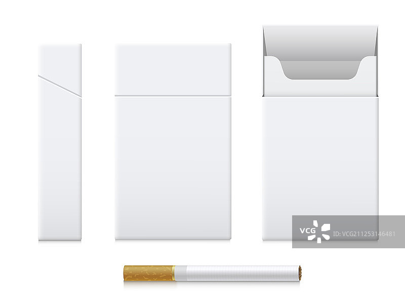 香烟盒逼真模型纸板模板图片素材