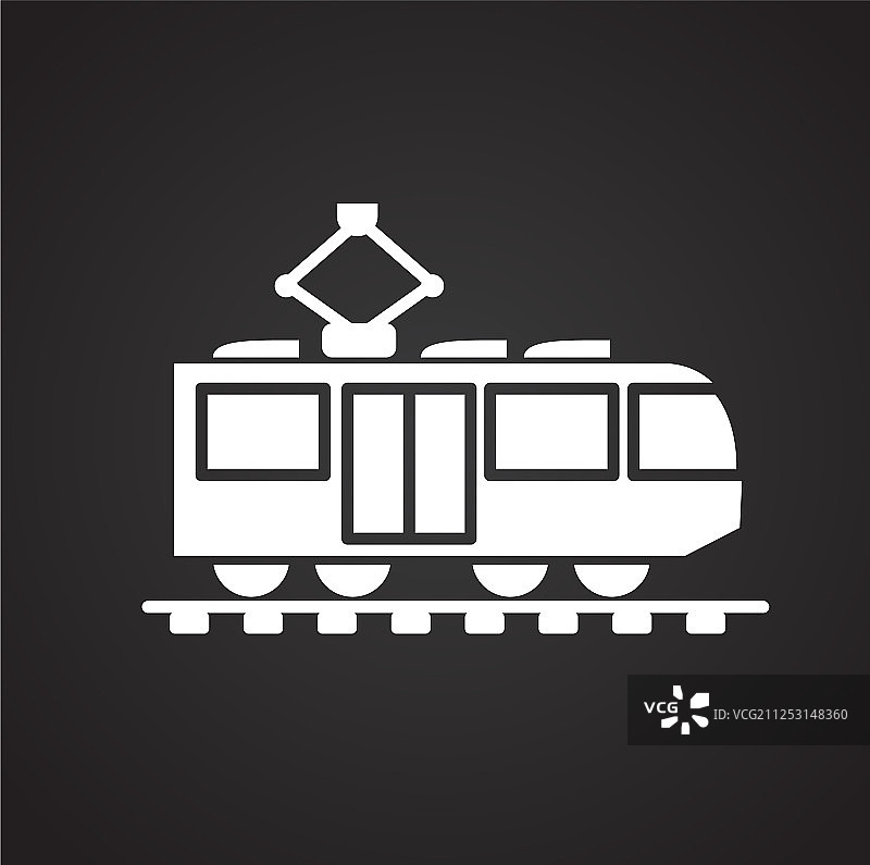 黑色背景上的火车图标，用于图形和网页图片素材