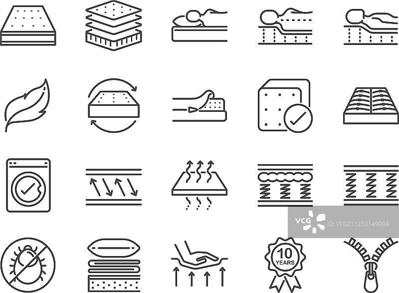 床垫线条图标集图片素材