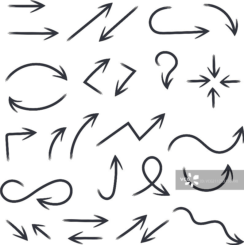 手绘黑色箭头图片素材