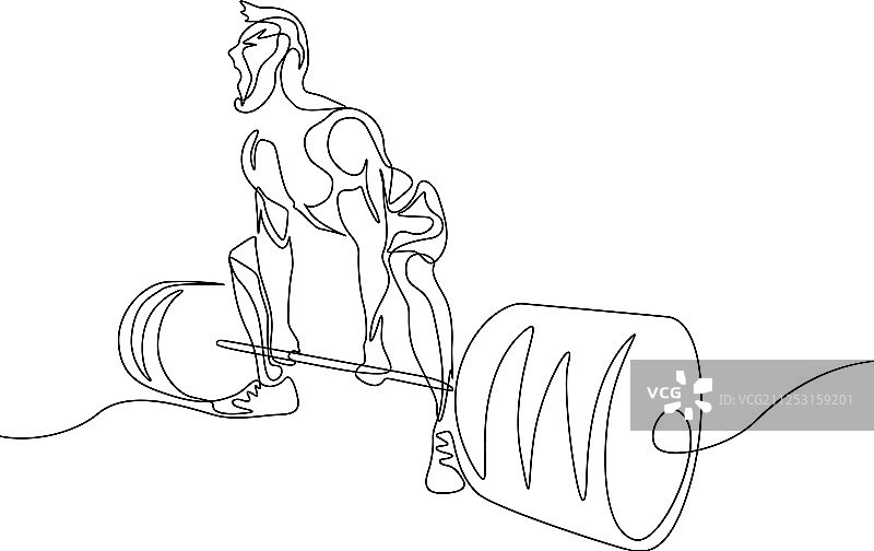 健美运动员表演单线连续绘画图片素材
