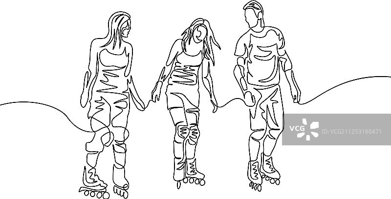 连续单线画：朋友群像图片素材