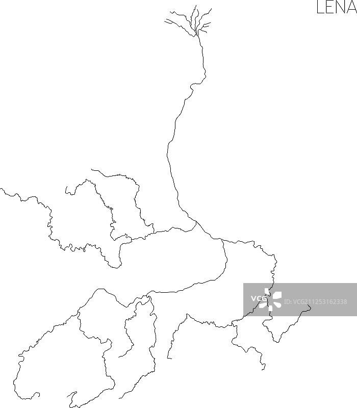 勒拿河流域简易地图图片素材